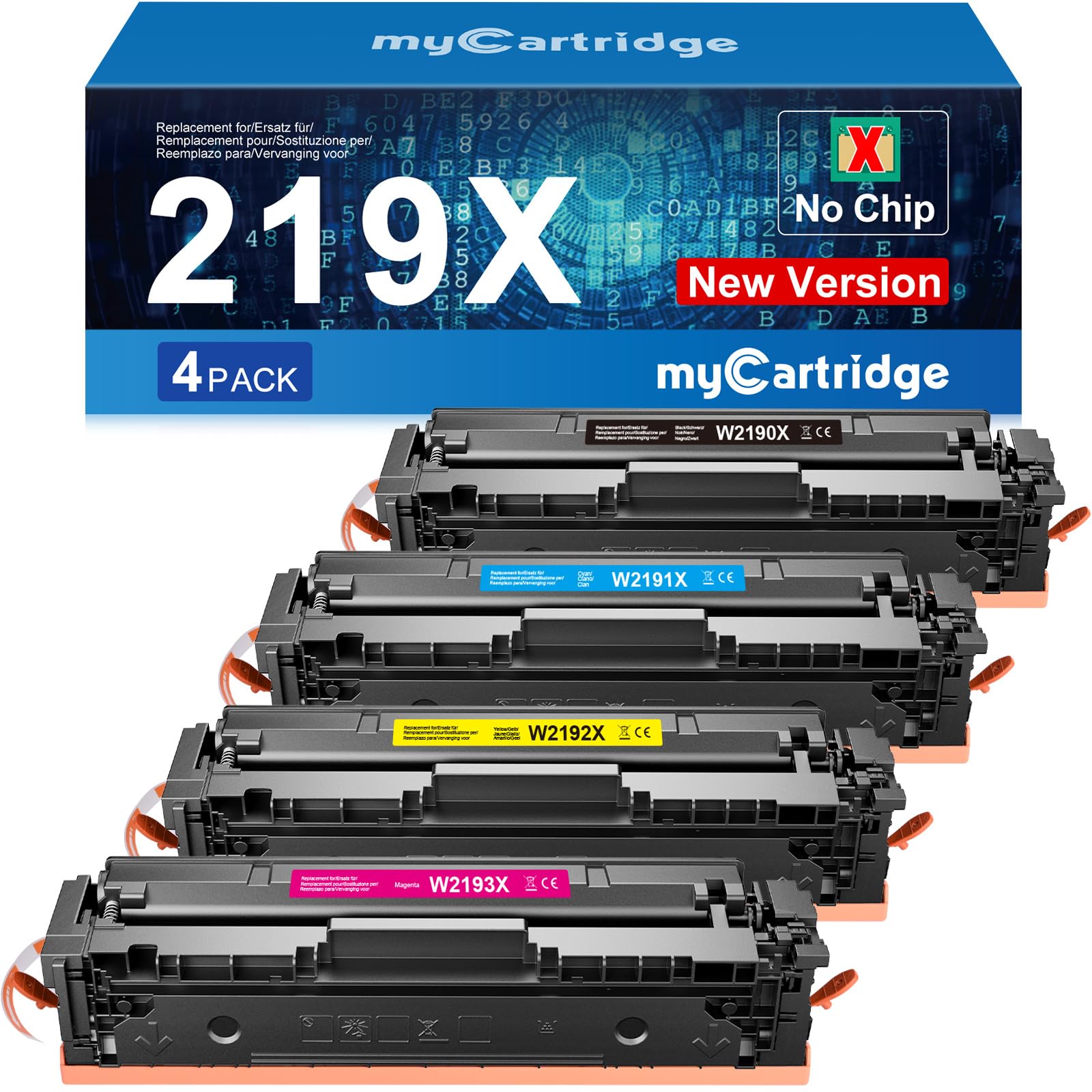 MYCARTRIDGE Ersatz für HP 219X Toner für 219A 219X für HP Color LaserJet Pro MFP 3302FDWG Toner für MFP 3302SDWG 3302FDNG Toner für W2190X W2191X W2192X W2193X(4 Pack)