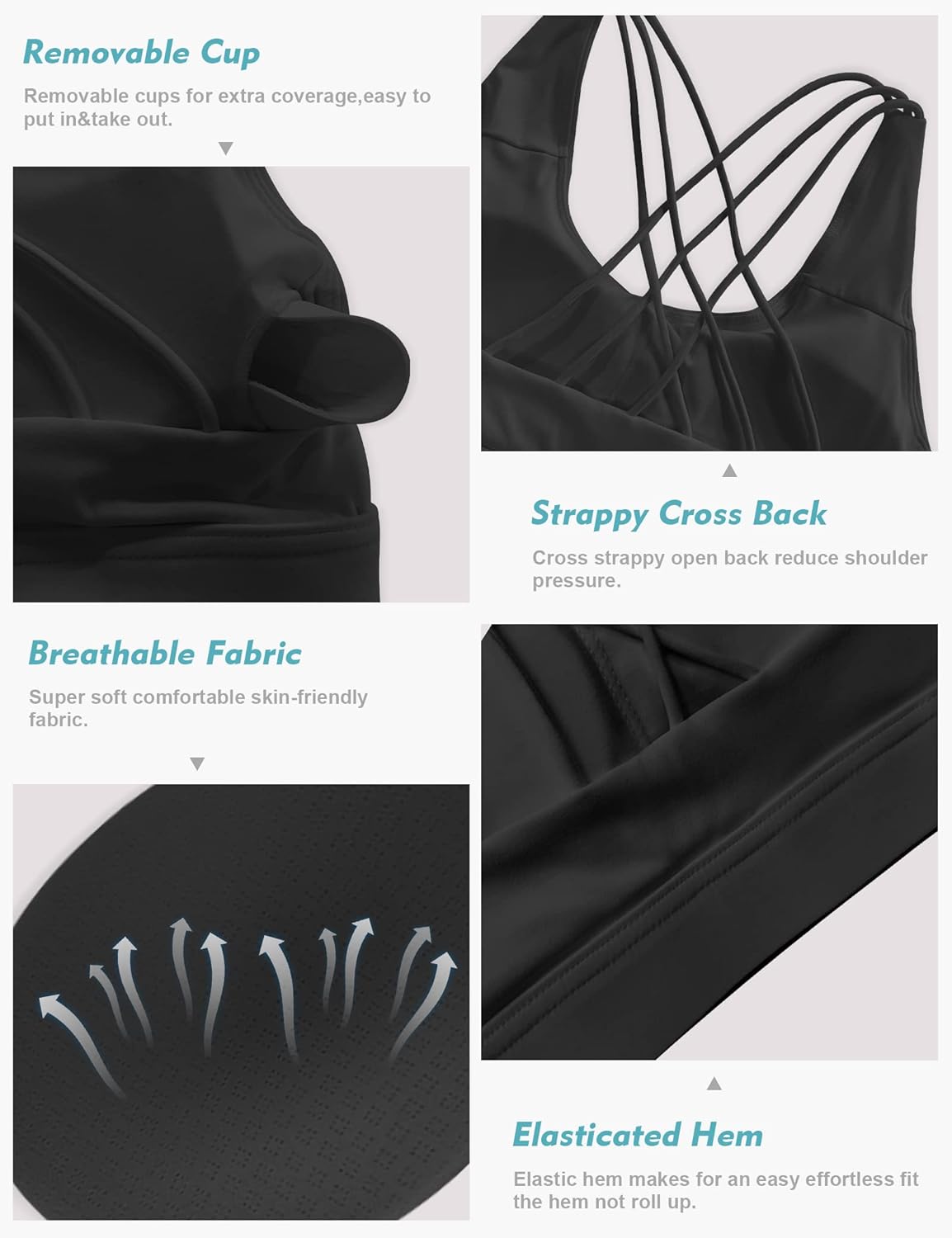 OYANUS Sports Bras for Women Sexy Crisscross Back Padded Strappy Workout Bras Medium Support Yoga Bra with Removable Cups - Image 4