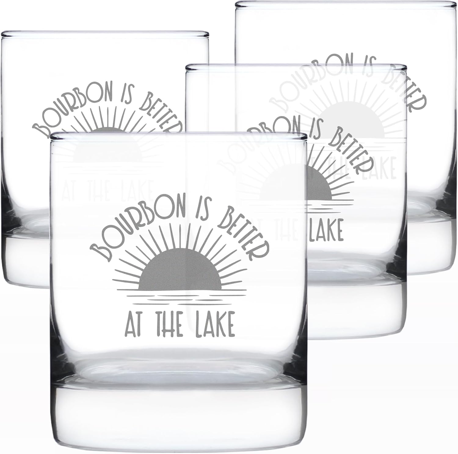 Custom Bourbon Is Better At The Lake - Personalized Whiskey Rocks Glass - Fun Whisky Gifts and Décor for Lake Lovers - 10.25 Ounce - Customized Bourbon Glass Gift