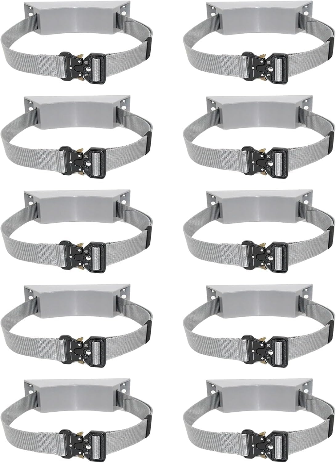 Oxygen Cylinder Wall Mount Bracket - Steel Storage Rack with Adjustable Strap(Gray,10pack)