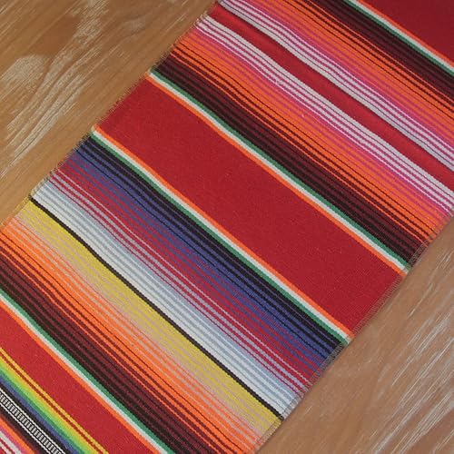 Miniatura 8 de Camino de mesa mexicano de 14 x 108 pulgadas para fiesta temática mexicana, fiesta del Cinco de Mayo, decoraciones del día de la muerte, manta de