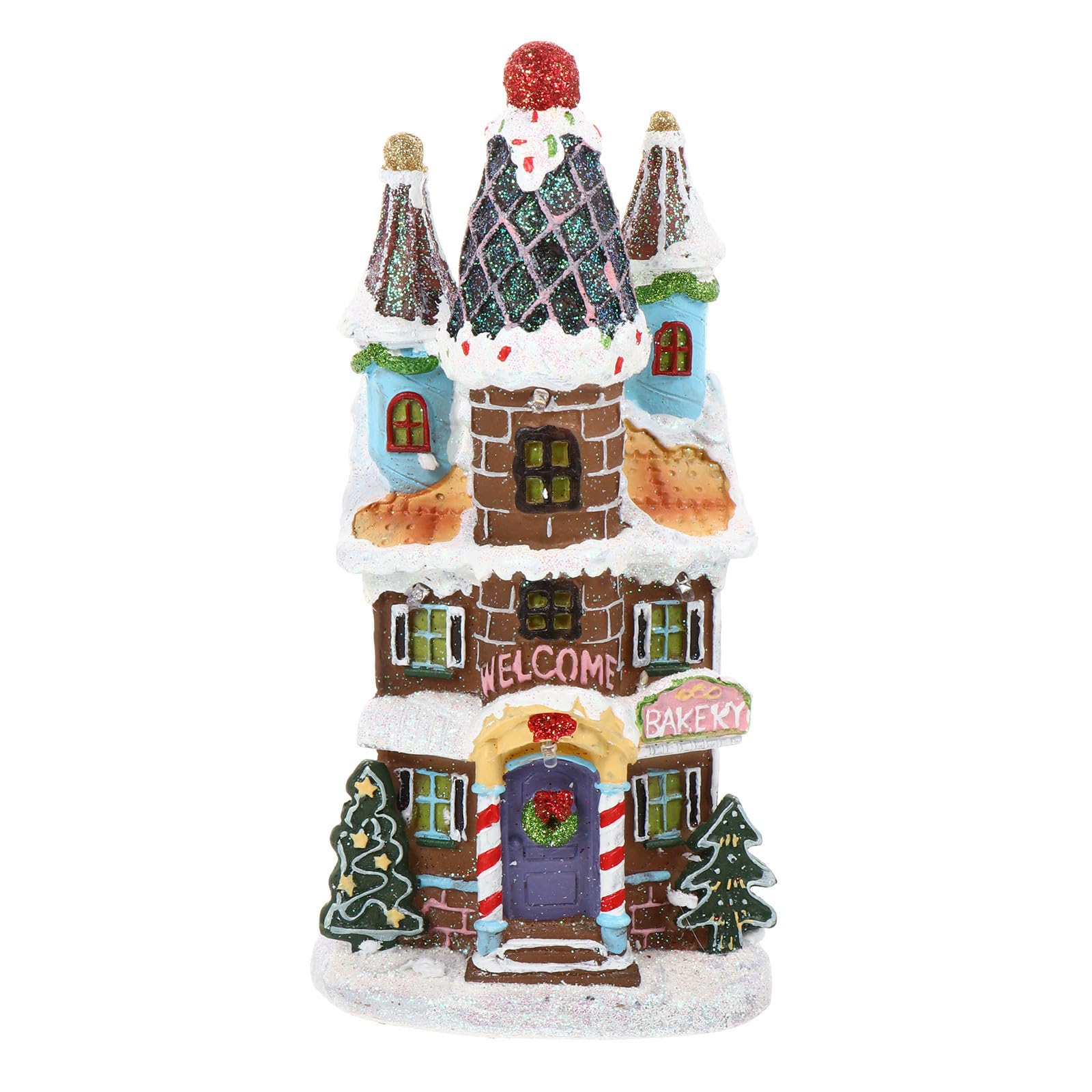 DOITOOL Adorno Navideño de Resina Luminosa Luz LED para Fiestas y Bodas, Casa de Navidad Ligera y Decorativa para Invierno
