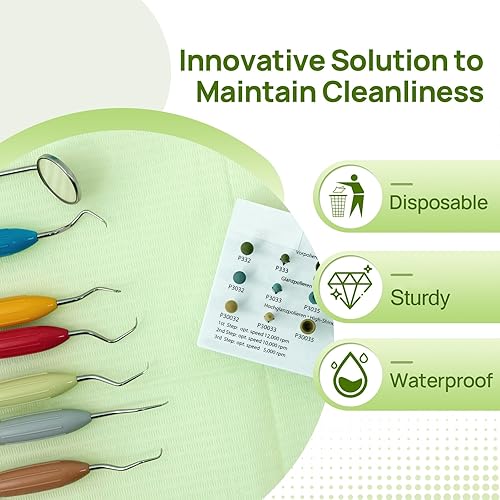 Miniatura 36 de JMU Baberos Dentales 1000, Tejido de 2 Capas Película de 1 Capa, Baberos Dentales Desechables a Granel, Baberos para Tatuajes de 13" x 18" Azules