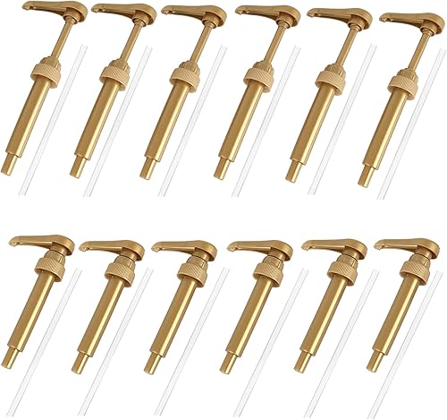 Bomba de jarabe de 12 piezas adecuada para botellas de 25.4 fl oz, bomba dispensadora de jarabe de café, bomba de jarabe de sabor (12)