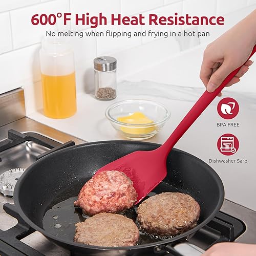 Miniatura 3 de Volteador de silicona resistente al calor de 600F U-Taste - Espátula de cocina gruesa sólida y ranurada de 13.6 pulgadas de largo, utensilio de