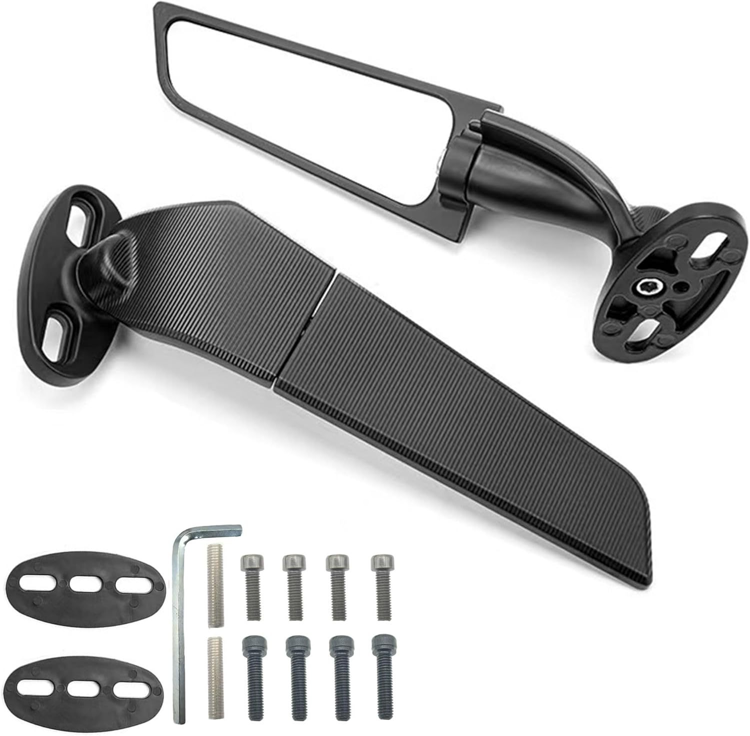 Large Size Motorcycle Mirrors Wing Rearview Mirrors Compatible with Kawasaki Ninja 300 400 650 ZX6R Honda CBR300R CBR500R CBR600RR CBR1000RR Suzuki GSXR 600 750 Yamaha R15 R25 YZF600R