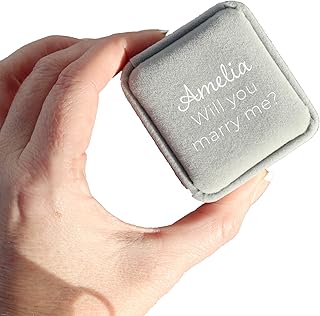 Personalised Proposal Grey Velvet Ring Box | Will you marry me engagement ring box | Proposal Idea | Personalised Ring Box | Engagement Ring