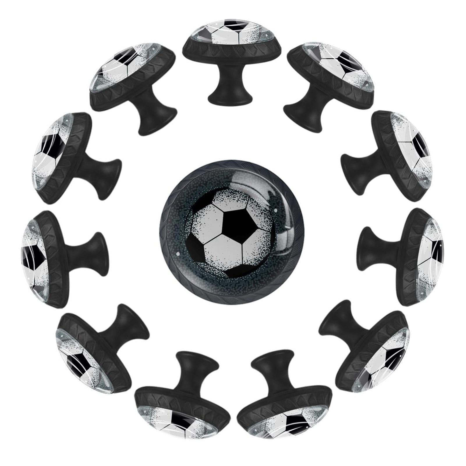 Boutons de tiroir ronds football vintage 35 mm lot de 12 pièces robustes