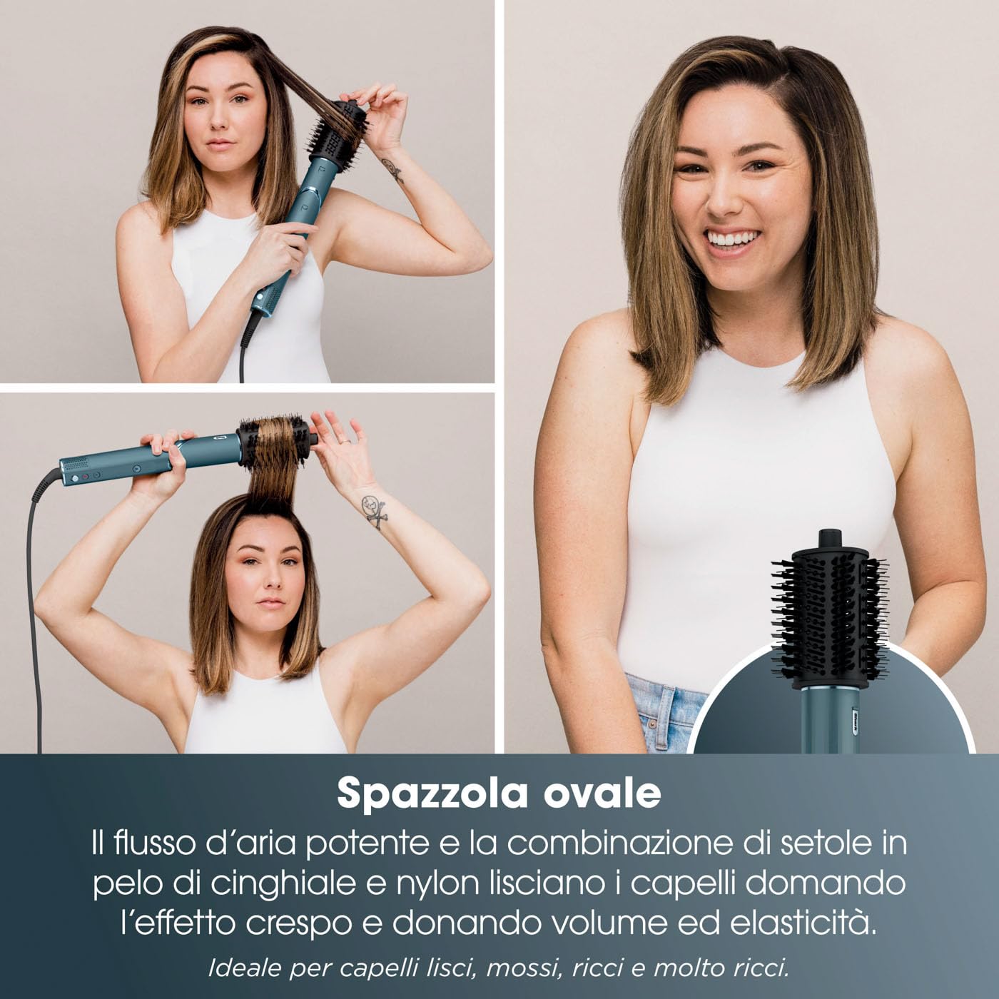Shark FLEXSTYLE Styler e Asciugacapelli 5 en 1, Set Regalo Limited Edition, cilindri ad aria, FrizzFighter, spazzola ovale, concentratore, pinze, custodia, senza danni da calore, Verde Acqua HD450TLEU