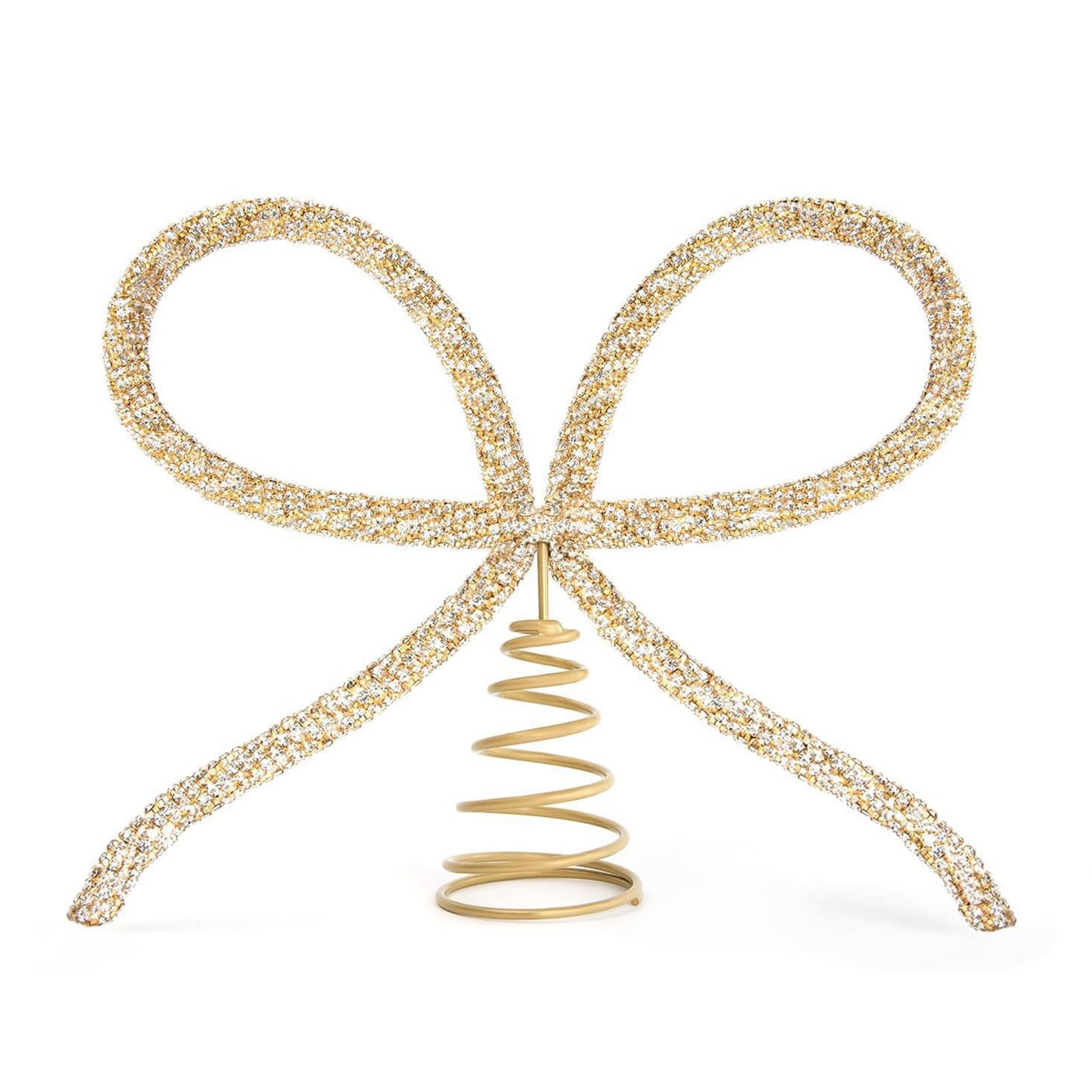 Jazuaiao Rustproof Metal Holiday Tree Toppers with Dateless Bowknot Shape Perfect for Fireplaces Archway Styling Elegant Metal Christmas Tree Toppers