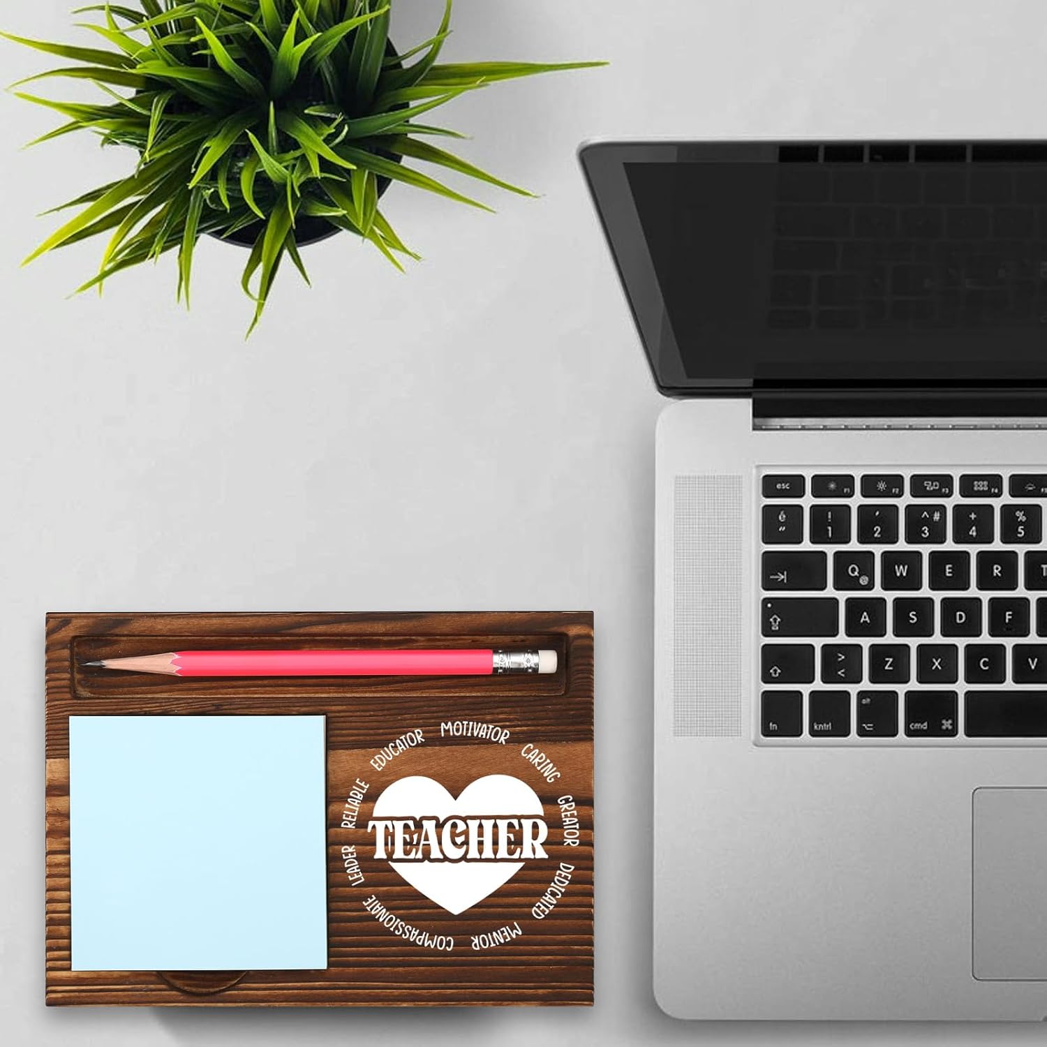 Teacher Thank You Gift for Educator, Rustic Wood Pencil Note Holder, Teacher's Day Appreciation Present for Classroom Office, Birthday Farewell Retirement Congratulations Recognition Gifts MT05 - Image 5