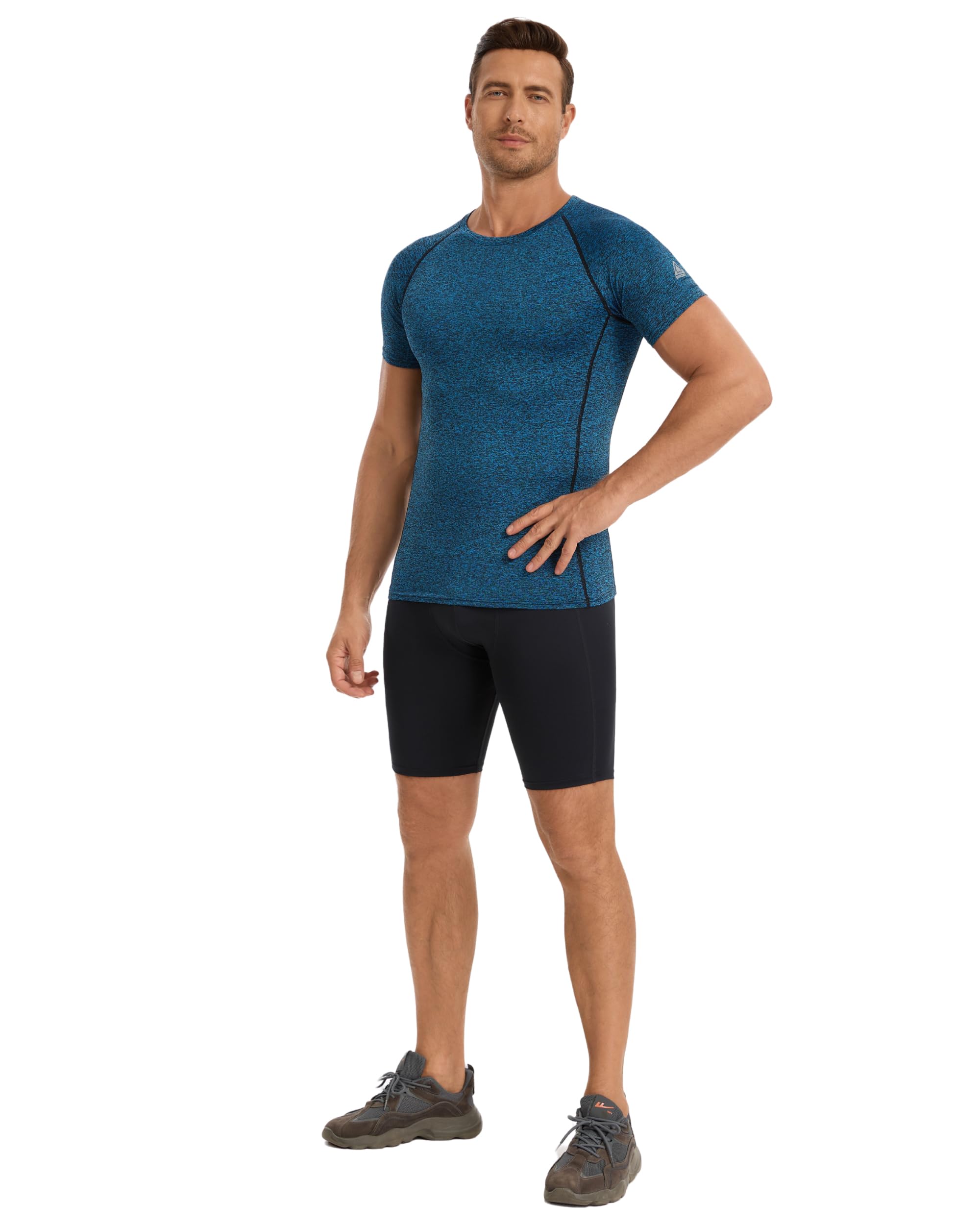 AMZSPORT Camisa de Compresión para Hombre Camiseta de Manga Corta Fitness Shirt