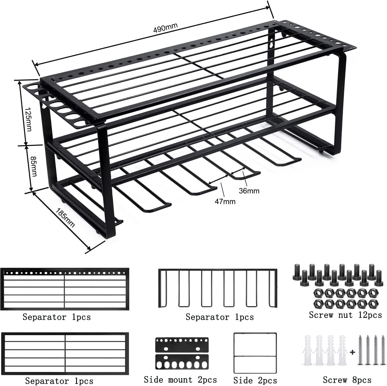 Organisateur d'Outils Électriques,Support Métal Mural pour cinq Perceuses,Robuste Organiseur d'outils électriques de Rangement pour Garage,Maison,Atelier,Noir