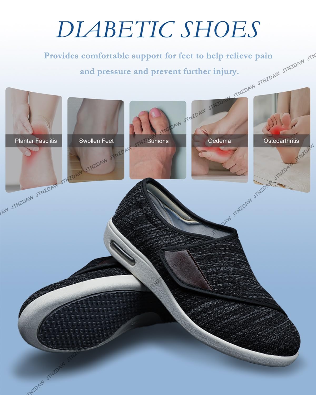 Scarpe Ortopediche Comfort, Calzature per Anziani e Diabetici con Strappo, Unisex
