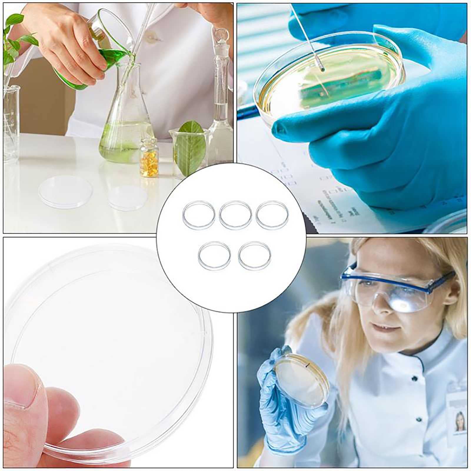30 PCS 90 x 15 mm Vidrio estériles Platos Petri, Conjunto de Platos de Cultura de bacterias, for Laboratorio Suministros de Laboratorio científico biológico de Laboratorio