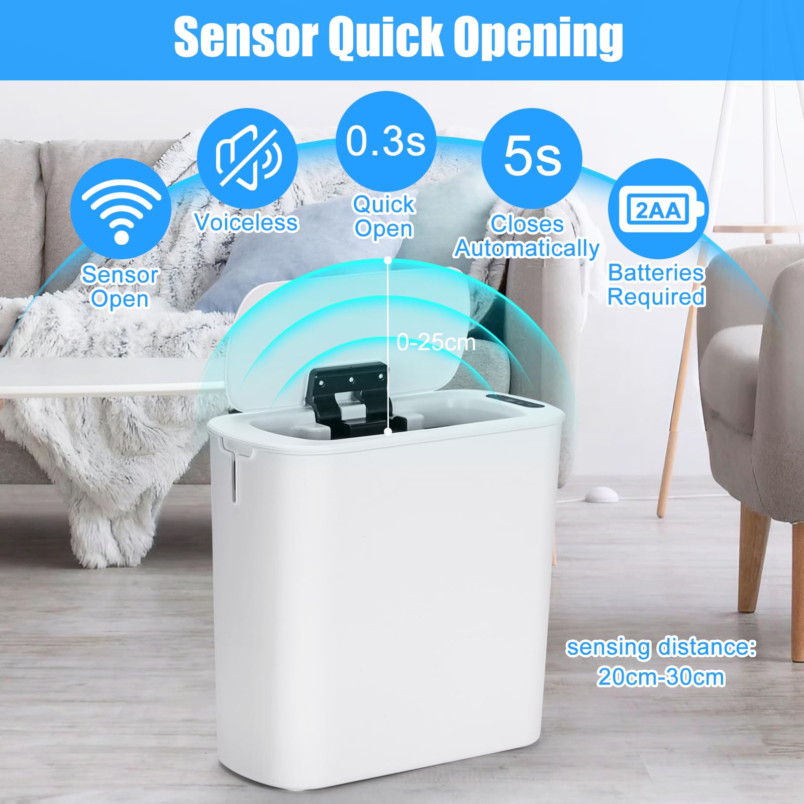 TIPGO Pattumiera da bagno Motion Senor da 5 galloni con