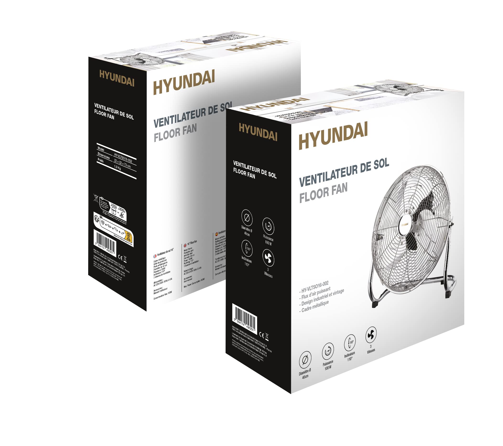 Brasseur d’Air 16", Métal 100Watts - HYUNDAI