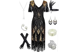 Women's 1920s Plus Size Gatsby Inspired Long Sequin Beaded Fringe Flapper Dress