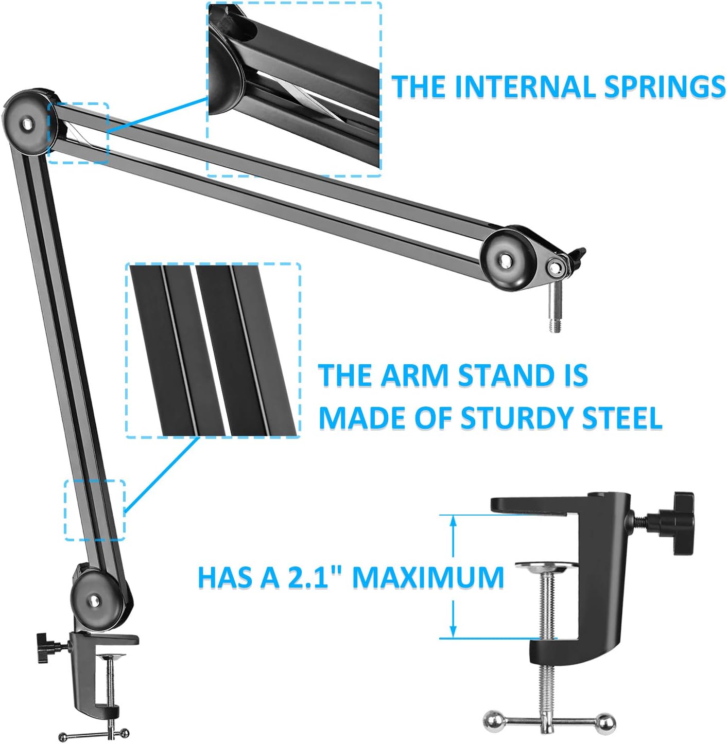 Boom Arm with Pop Filter - Suspension Boom Scissor Arm Stand for Microphone with 2 Types Windscreen by YOUSHARES