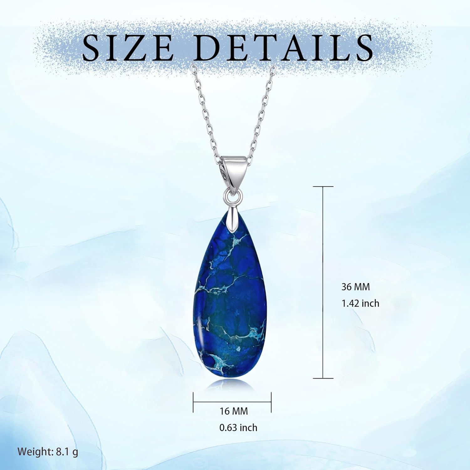 Blue Stone Necklace for Women Dark Blue Teardrop Gemstone Pendant Boho Necklace Jewelry Gifts for Women Mom - Image 3
