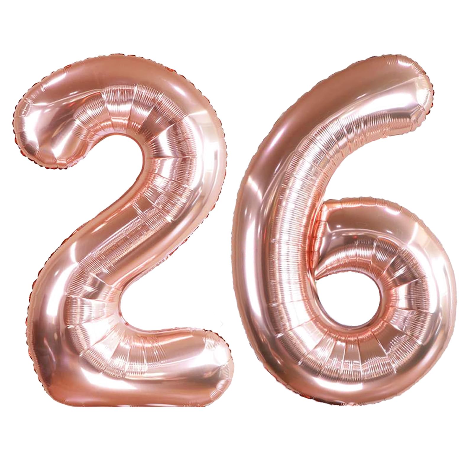 Rose Gold Number 26 Balloons: 40 Inch Large Foil Number Balloons Giant Helium Balloon Age 0-60 Big Mylar Balloon for Kids Girl 0 Birthday Party Baby Shower Party Decorations