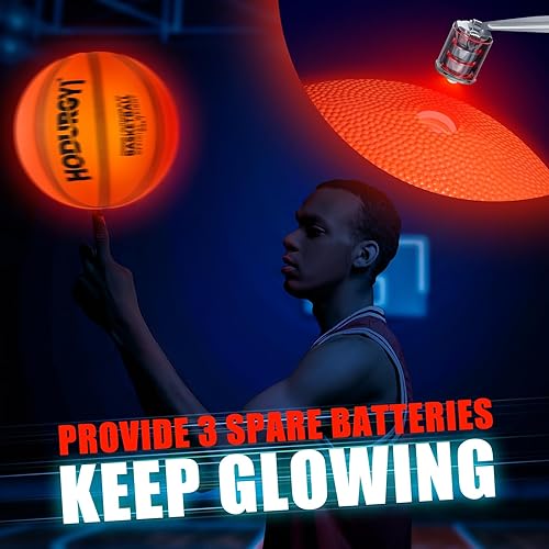 Miniatura 4 de Baloncesto que brilla en la oscuridad con bomba, baloncesto iluminado para niños y adolescentes, juguetes geniales para niños y niñas de 8 a 12