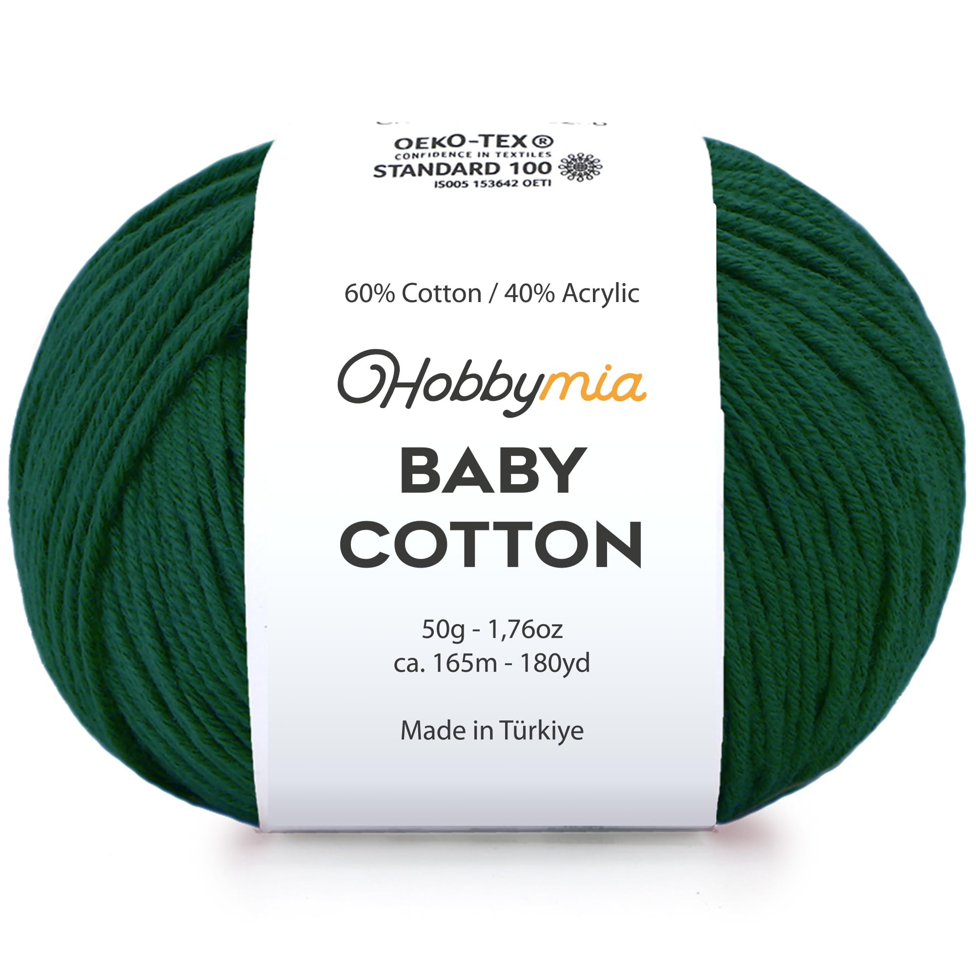 Baby Cotton Blend Yarn – Soft Sport Weight Yarn for Crochet & Amigurumi - 50g/180yds - 60% Cotton 40% Acrylic - Ideal for Baby & Knitting Proj.(Neon Green, 1 Ball) — view 118
