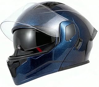 Modular Flip Up Motorcycle Helmet DOT Approved | Unisex Adult Convertible Full Face Motorcycle Helmet Dual Visor for Commuter Street Bike Touring Cruiser Moped Men Women