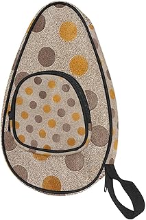 VAPOKF Funda para raqueta de tenis de mesa, color amarillo y marrón, con estampado de lunares, bolsa para raquetas de tenis de mesa, bolsa de pala con bolsa para 4-5 pelotas