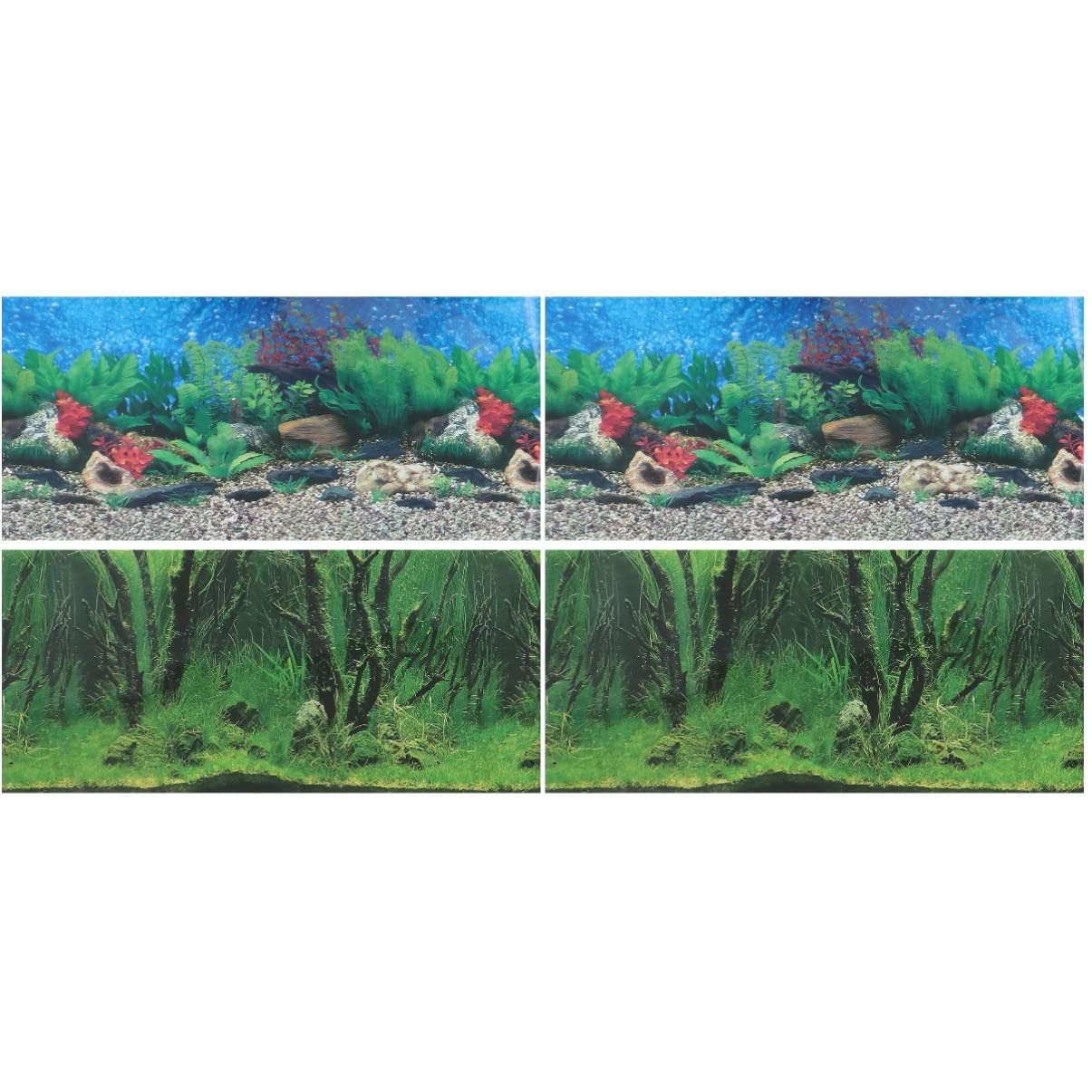 ULTECHNOVO 4hojas Póster De Fondo para Acuario De Adhesivo Doble Cara Diseño Realista y Resistente Al Agua para Decoración De Peceras