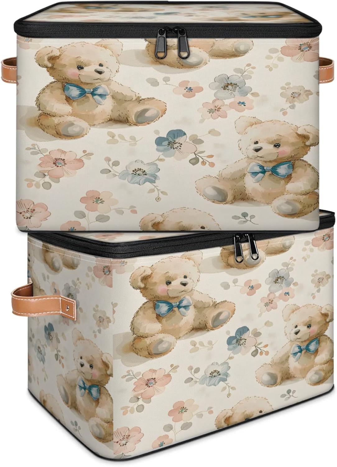 2-Pack Storage bins with lids - 26 quart organizer bins - Collapsible fabric storage bins with sturdy handles and double zipper tops - Versatile for home, toys, dorm rooms