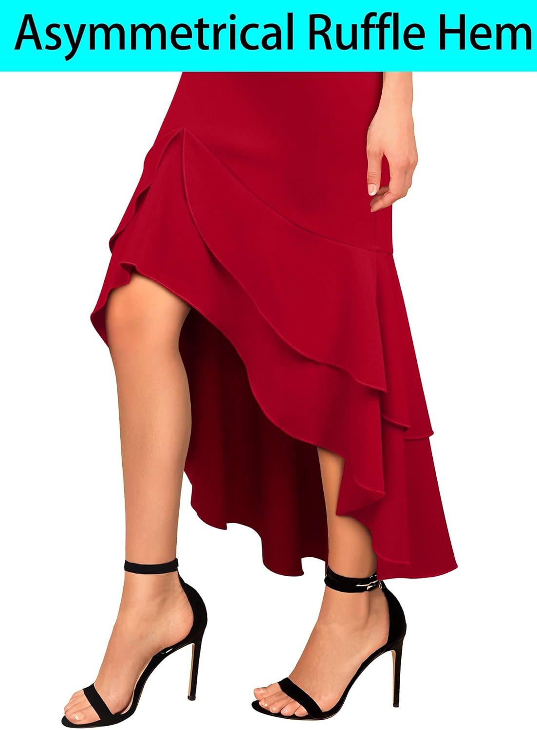 VFSHOW Womens Formal Double Layer Ruffle High Low Maxi Dress 2025 Sexy Backless V Neck Spaghetti Strap Wedding Guest Dresses - Image 4