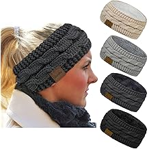 Loritta 4 Pack Damen Winter Stirnb&auml;nder Fuzzy Fleece Lined Ear Warmer Kabelstrick Dick Warm H&auml;kel Stirnband Geschenke