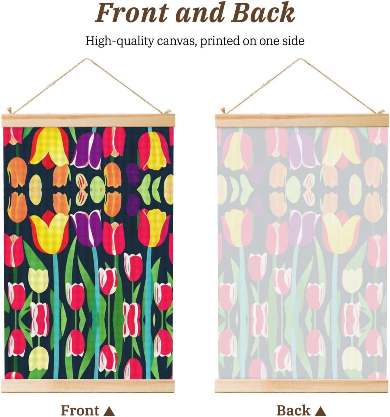 Colorful Tulips Print Poster Hanger,Hanging Poster, Poster Frame,Wood Poster Hanger, For Wall Hanging