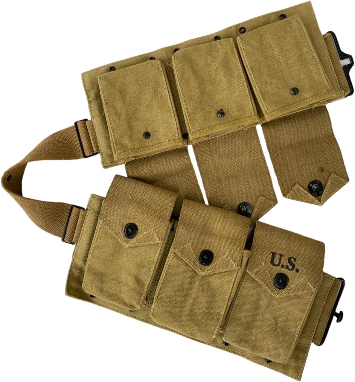 US WWII BAR Magazine Belt M1937 Automatic Rifle / M16 Magazine Belt for 20 Round 6-Pocket Ammo Carrier