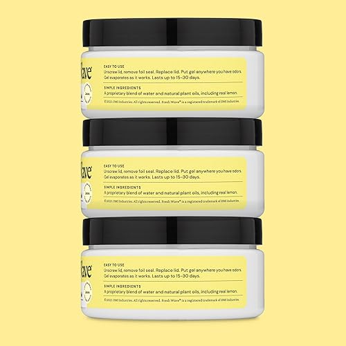 Miniatura 9 de Fresh Wave Paquete de geles eliminadores de olor aroma a limón, paquete de 3 unidades de 7 onzas y 63 oz. Recambio de gel