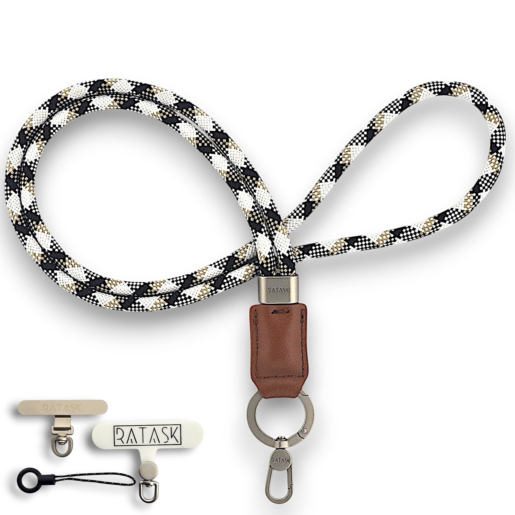 Ratask Unisex Checkered Neck Lanyard Strap For Mobile Phones, Camera, Id Card Holder, Badge Holder, Comes With 2 Tether Tabs(1X Metal & 1X Fabric) (Checkered)