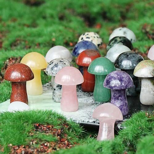 Miniatura 5 de 15 piezas de piedras naturales de colores surtidos, escultura de hongos, decoración de cristal para manualidades en el hogar, maceta, piedras