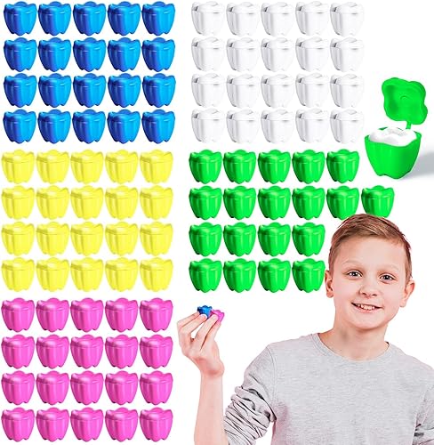Miniatura 1 de VIRHWOEA 100 unidades de protectores de dientes coloridos, cajas de dientes de plástico para dientes perdidos, protectores de dientes para niños y