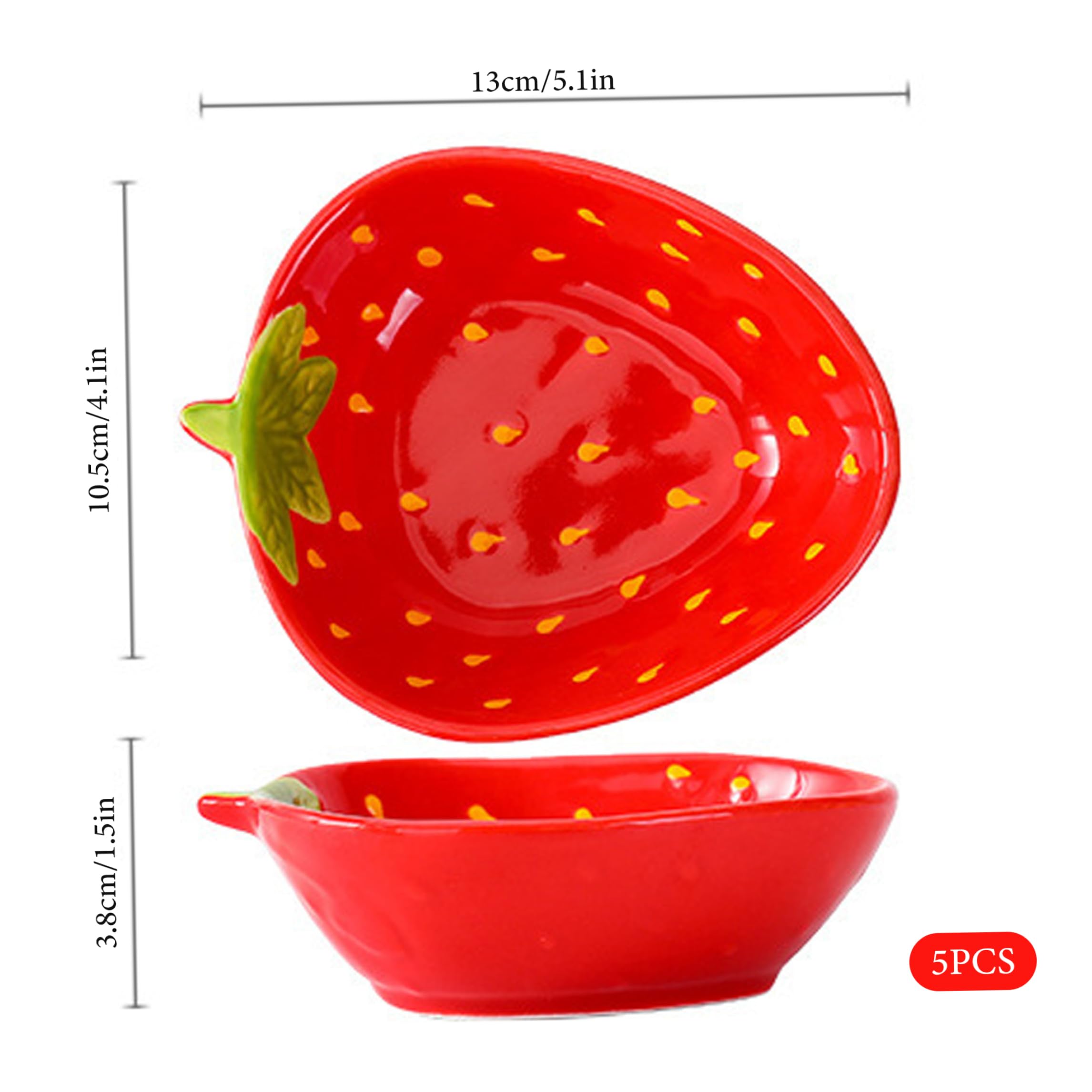 Confezione da 5 ciotole per fragole graziosi piatti in ceramica per fragole rossi