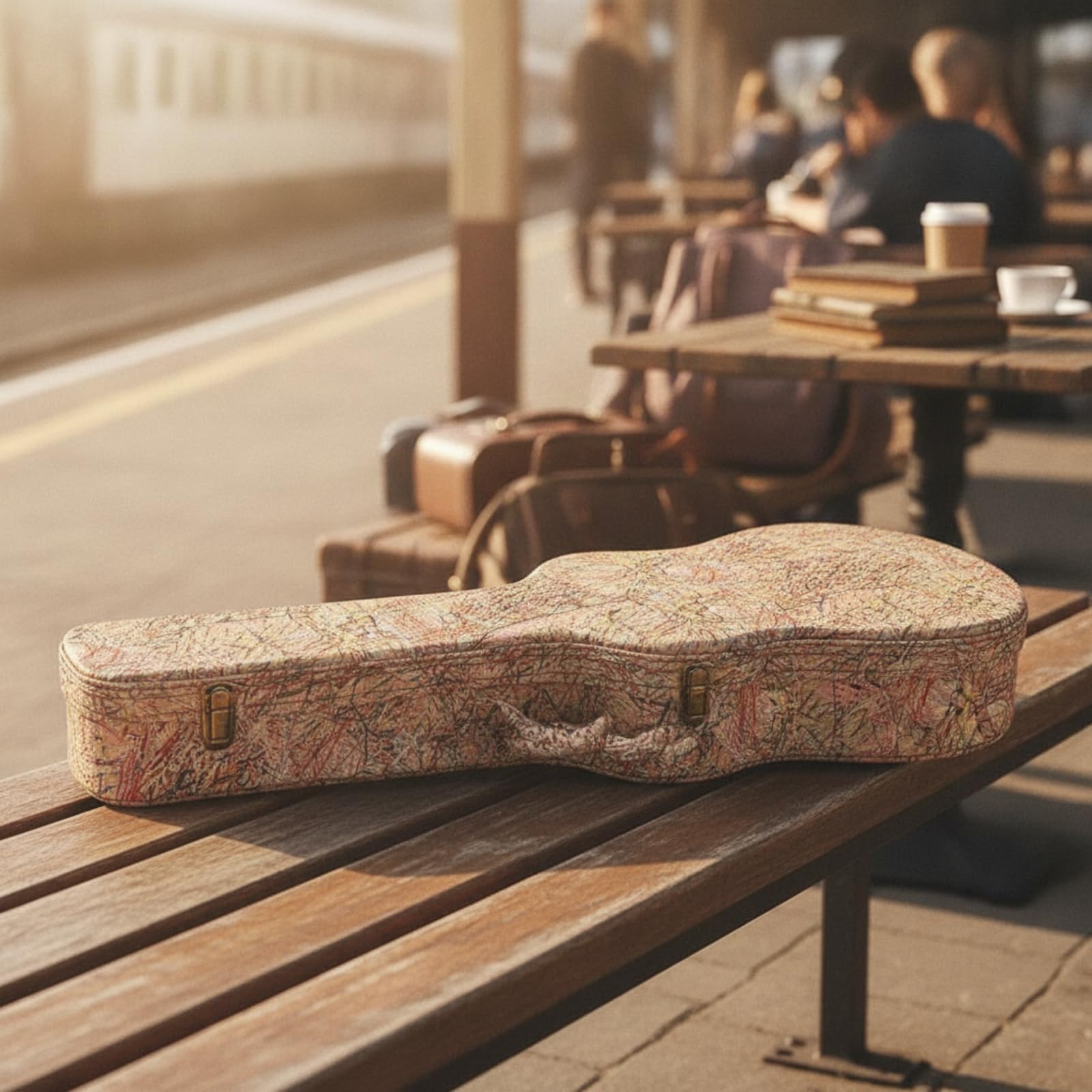 Funda Rígida Guitarra Antigolpes Estuche para Viajes, Ensayos, Hoja De Arce con Asa