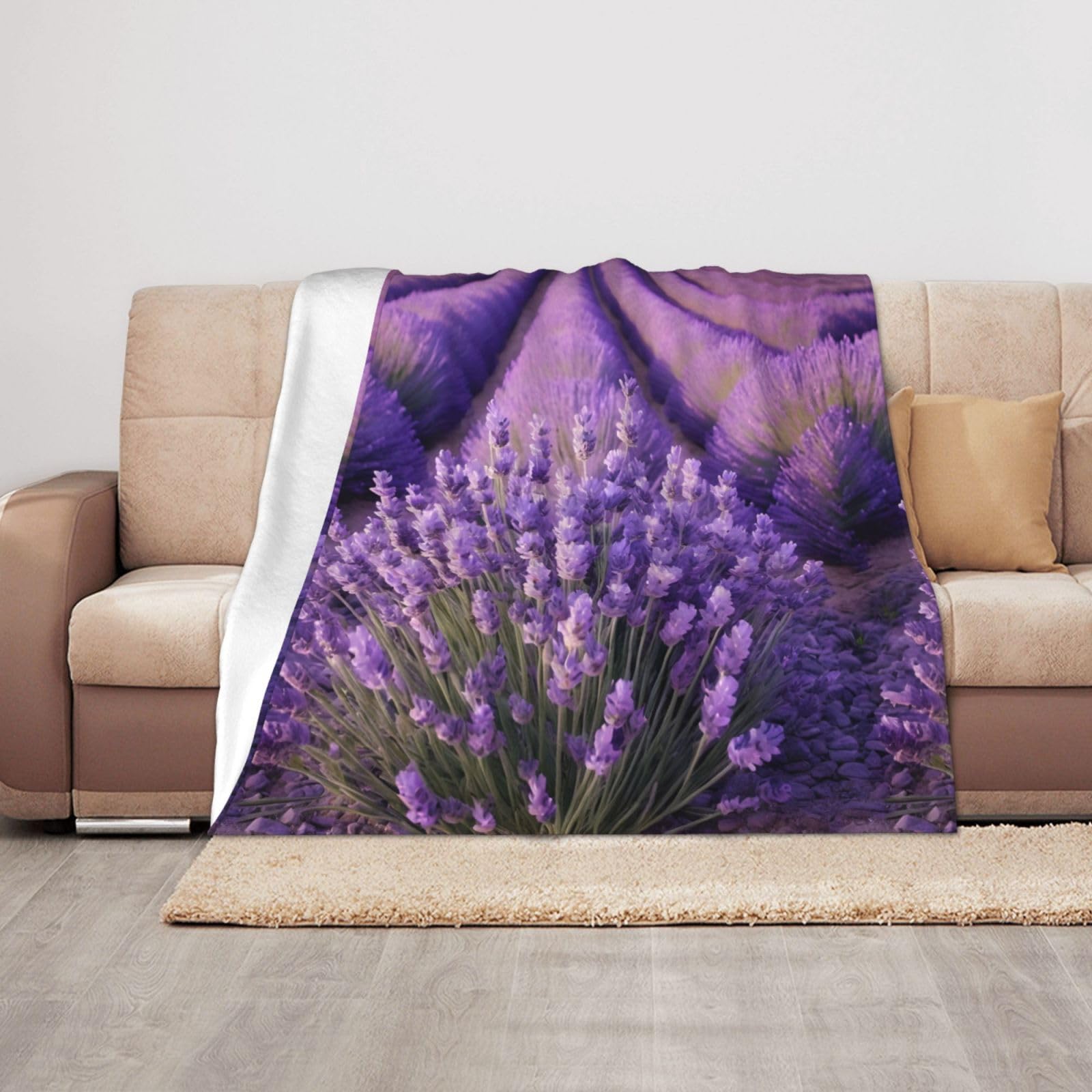 Jeté de lit lavande violet 127x100 cm plaid doux chaud