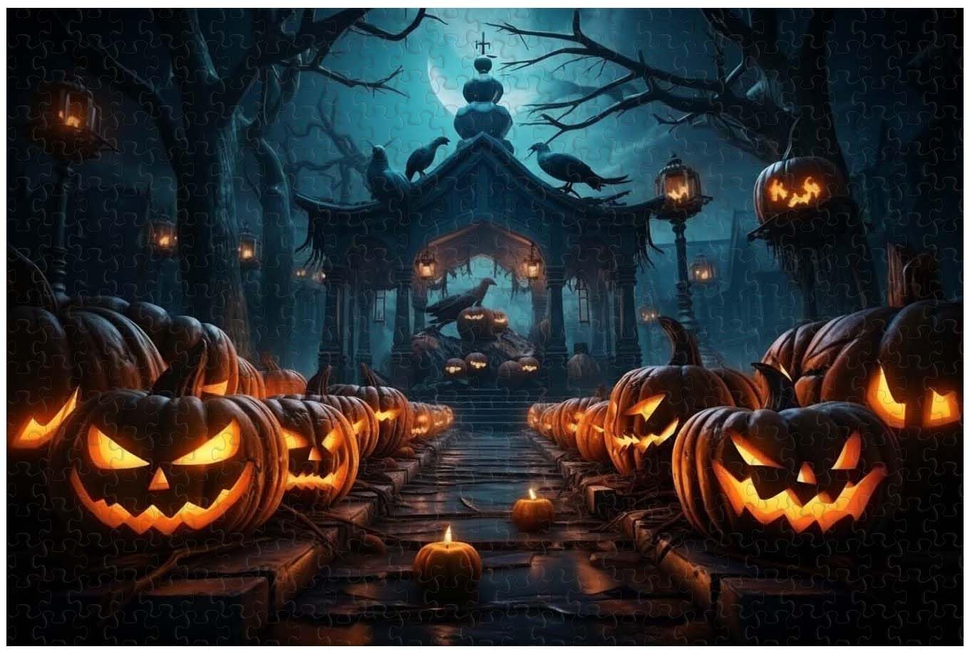 TWYYDP Puzzle 1000 Pezzi,Strega e Zucca di Halloween Puzzle di Legno,Decorazione Murale per Soggiorno e Camera da Letto