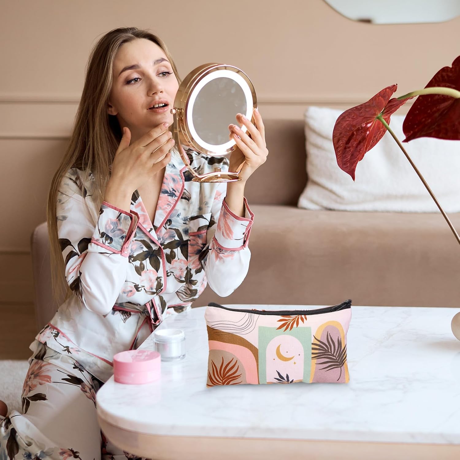 Reginary 20 Pieces Cosmetic Bag for Women, Roomy Makeup Bags with Zipper Toiletry Bag Pouch Travel Accessory Organizer Gifts, 7 x 4.3 Inches(Boho) - Image 3