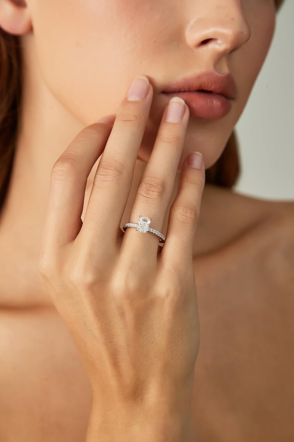 EAMTI 1/2/3/4CT 925 Sterling Silver Engagement Rings Radiant Cut Solitaire Cubic Zirconia CZ Wedding Promise Rings for Her Wedding Bands for Women Size 3-11