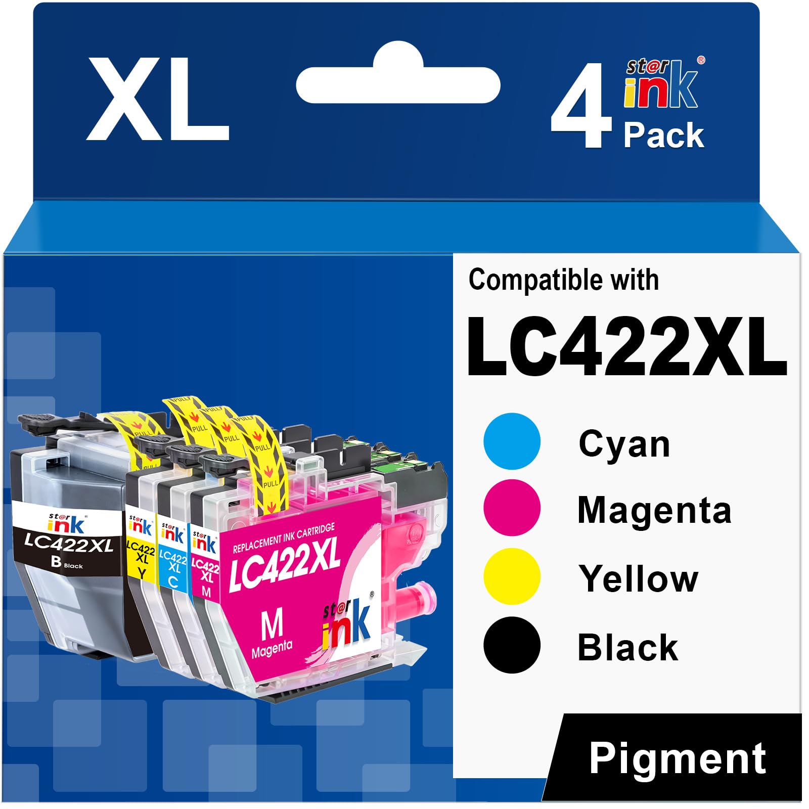 Starink LC422XL Druckerpatronen Kompatibel für Brother LC422, LC422XL | Multipack für Brother MFC-J5740DW, MFC-J5345DW, MFC-J6940DW | 4er Pack Schwarz, Cyan, Magenta, Gelb