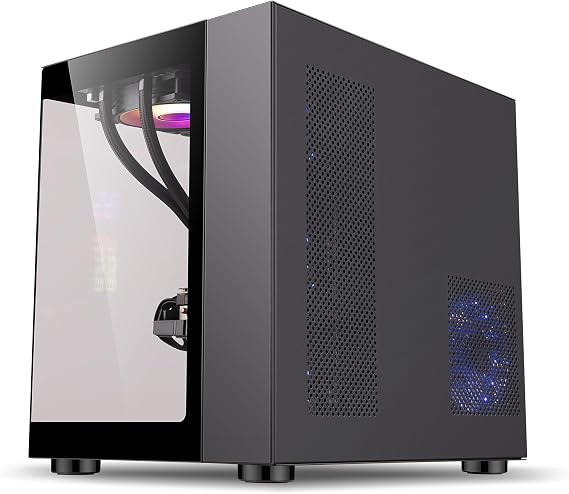 IONZ KZ-ZE/B PC Gaming Case, ATX Mid Tower, Dual Chamber Dynamic Extended Series,Tempered Glass, 4 x ARGB PWM Fans Included - Black