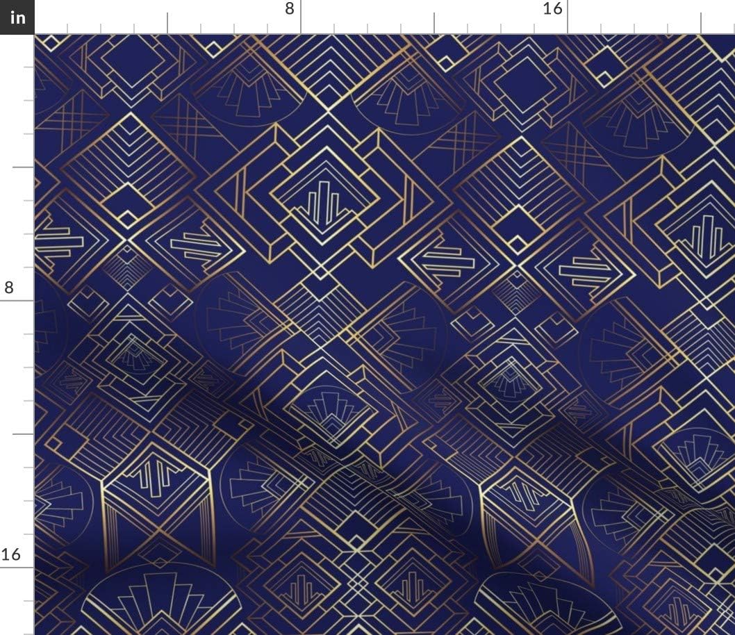 Spoonflower Fabric - Art Deco Geometric Arrows Diamonds Faux Metallic Gold Modern Printed on Petal Signature Cotton Fabric by The Yard - Sewing Quilting Apparel Crafts Decor