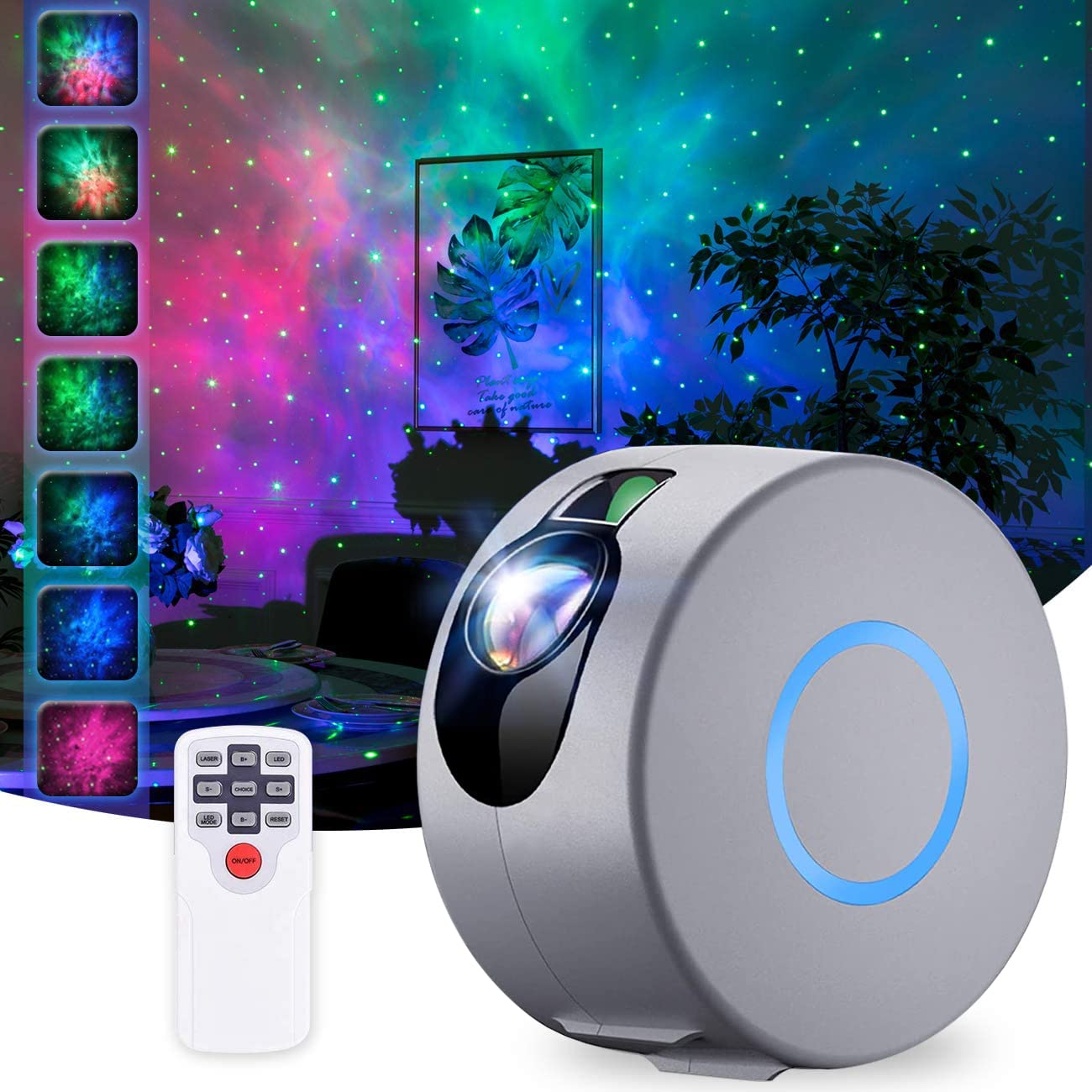 Star Projector, Galaxy Projector with LED Nebula Cloud,Star Light Projector with Remote Control for Kids Adults Bedroom/Home Theatre/Party/Game Rooms and Night Light Ambience-Grey