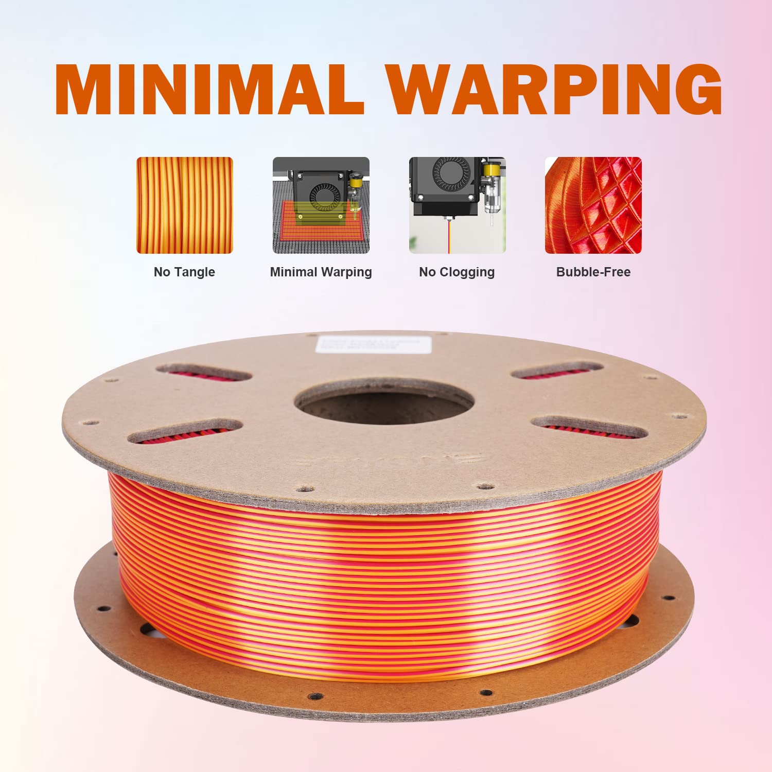 ERYONE Filamento PLA bicolore doppio 1,75 mm, filamento stampante 3D bobina da 1 kg +/- 0,02 mm, rosso seta e oro